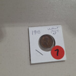 1918 wheat penny in holder with red sticker