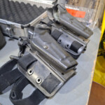 Pair of black tactical gun holsters