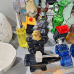 Assorted colorful glassware and figurines