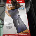 Wrist brace packaging on table